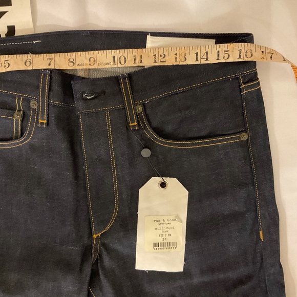 RAG AND BONE NWOT JEANS SZ 31  Style #M1223C401 Fit 2. Slim Raw Denim - Picture 7 of 13